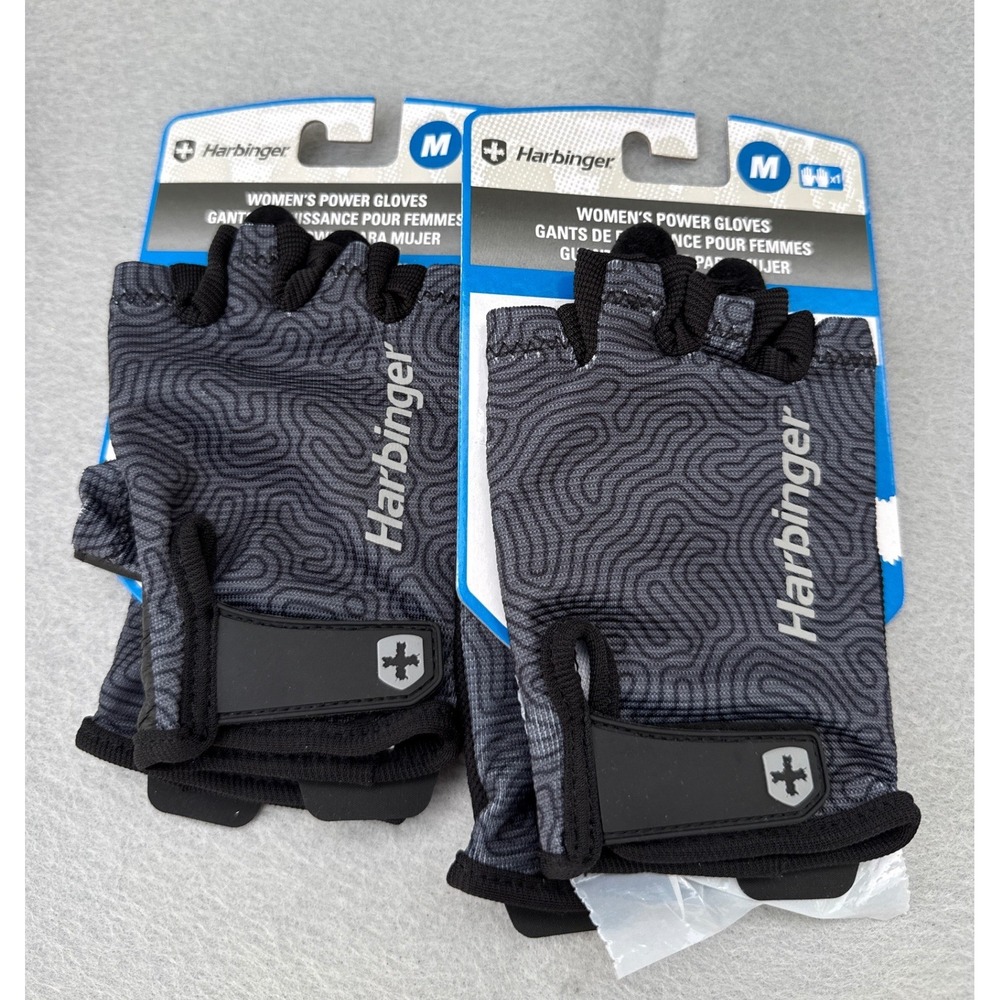 Lot of 2 Harbinger Power Gloves Womens M Carbon New Padded Leather Fitness 16315